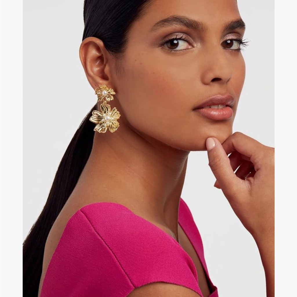 Ted Baker London New Petaria Flower Statement Drop Earrings For Women Gold/Pearl